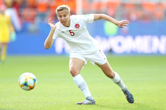 Rebecca Quenn, do Canadá, durante a Copa do Mundo de 2019, na França