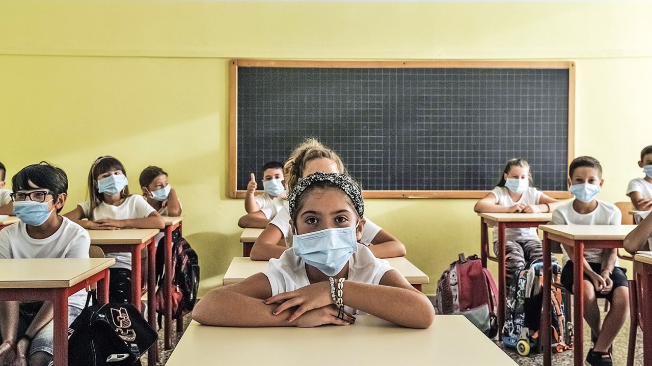 Sala de aula em Livorno, na Itália. 14/09/2020