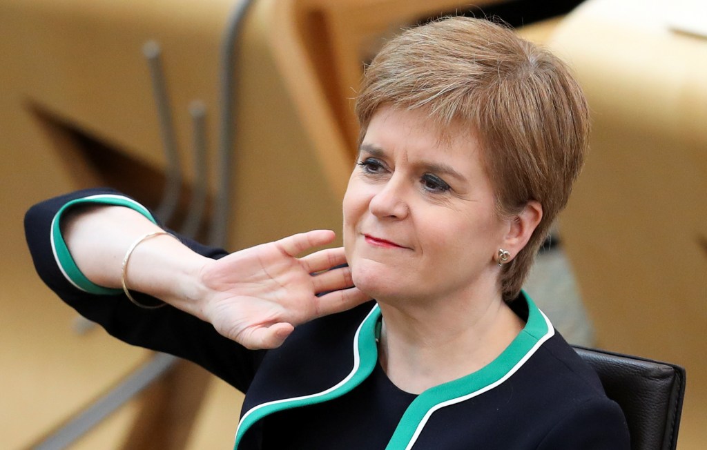 EDINBURGH, SCOTLAND - SEPTEMBER 17: Scotland's First Minister Nicola Sturgeon attends First Minister's Questions in the Scottish Parliament on September 17, 2020 in Edinburgh, Scotland. (Photo by Russell Cheyne - WPA Pool/Getty Images)
