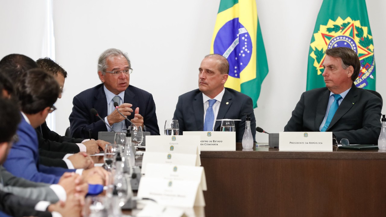 Guedes, Onyx e Bolsonaro