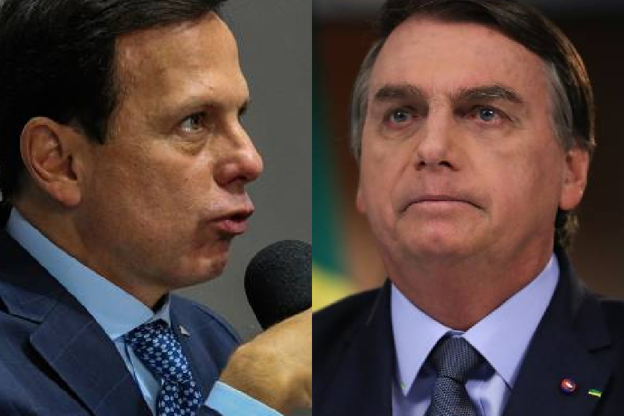 O governador João Doria (`PSDB) e o presidente Jair Bolsonaro
