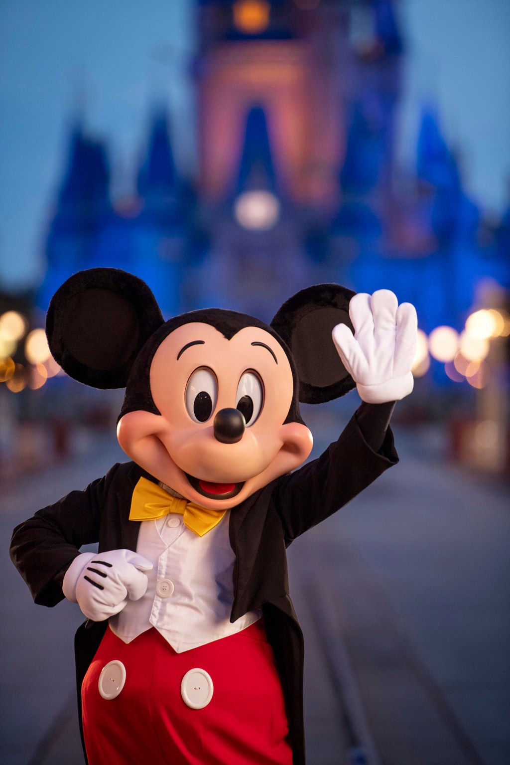 LAKE BUENA VISTA, FL - JULY 11: In this handout photo provided by Walt Disney World Resort, Mickey Mouse pauses on Main Street, U.S.A. just before sunrise at Walt Disney World Resort on July 11, 2020 in Lake Buena Vista, Florida. (Photo by Kent Phillips/Walt Disney World Resort via Getty Images)