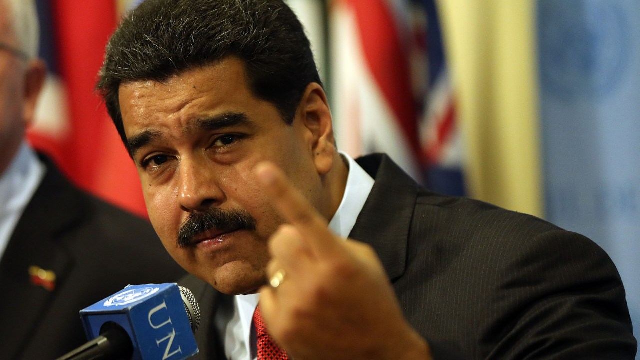 NEW YORK, NY - JULY 28: Venezuelan President Nicolas Maduro speaks to the media following a meeting with UN chief Ban Ki-moon at the United Nations (UN) headquarters in New York on July 28, 2015 in New York City. Maduro is in New York to speak with the UN about his country's escalating border dispute with Guyana