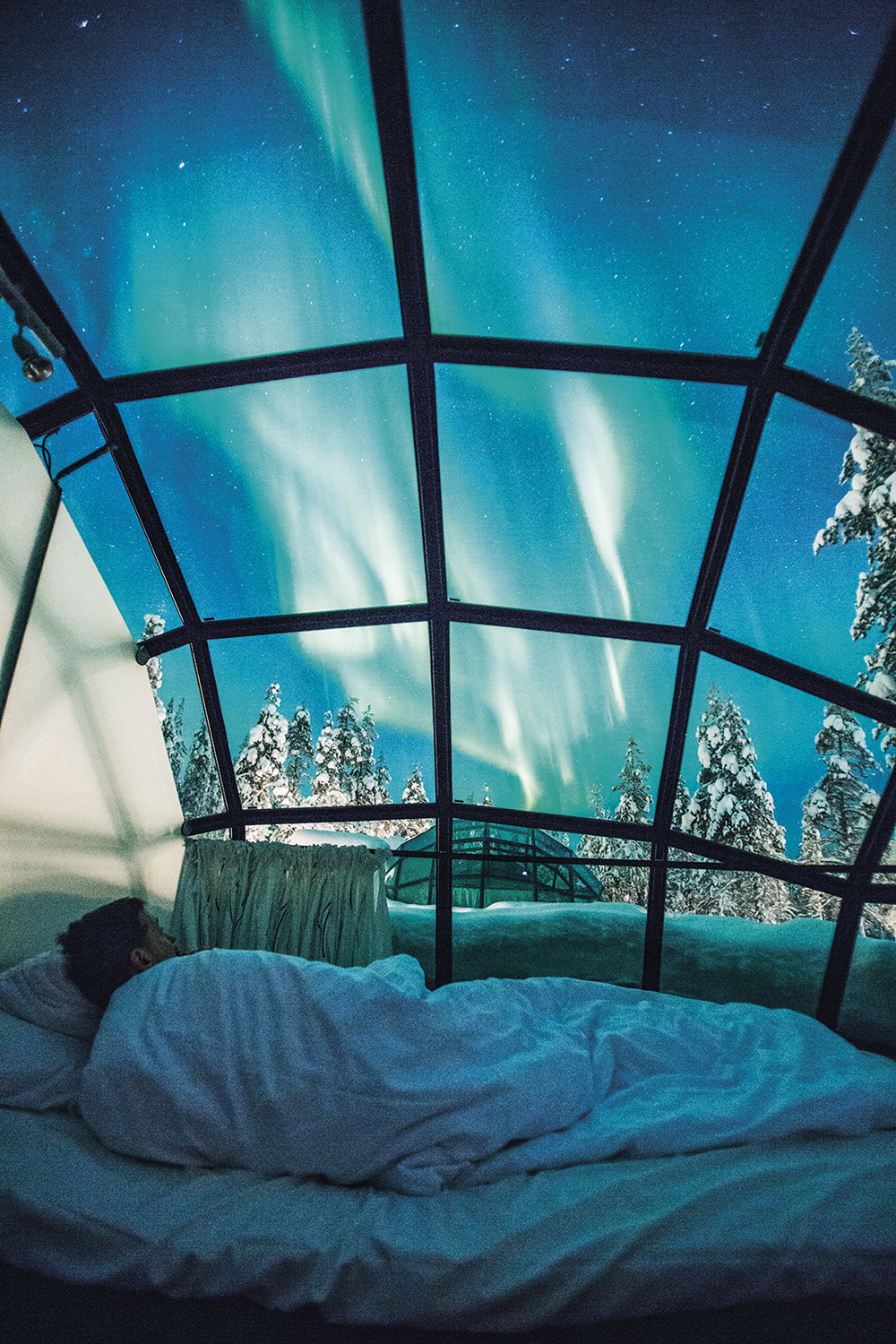 NO GELO - Resort na Finlândia: vista da aurora boreal -