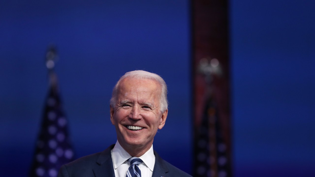 Presidente-eleito dos EUA, Joe Biden, durante evento em Wilmington, Delaware. 10/11/2020
