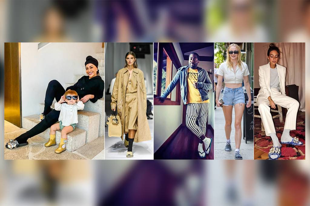 Os chinelos com meia eram malvistos — agora são tendência