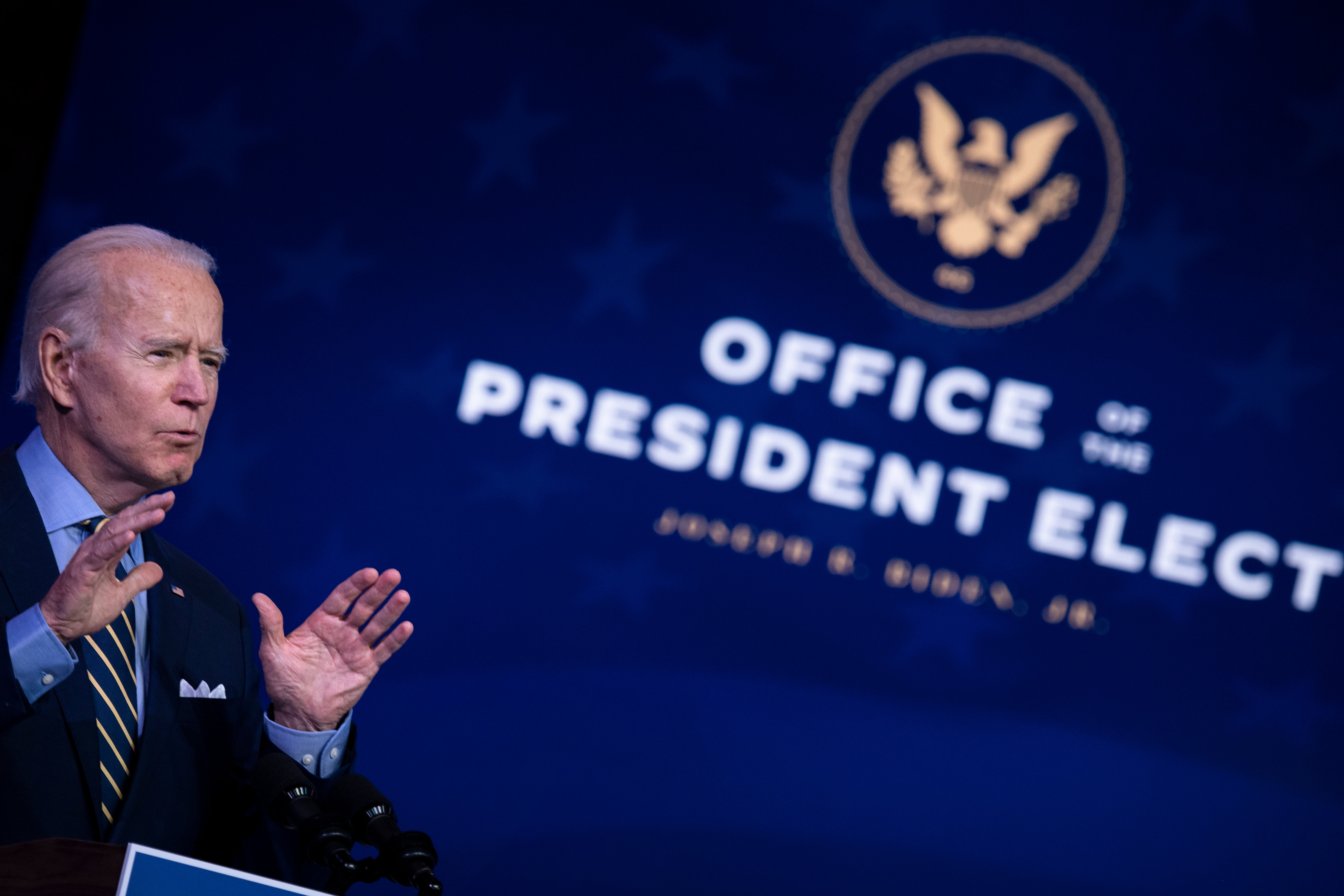 Presidente eleito dos Estados Unidos, Joe Biden, durante discurso sobre política externa. 28/12/2020