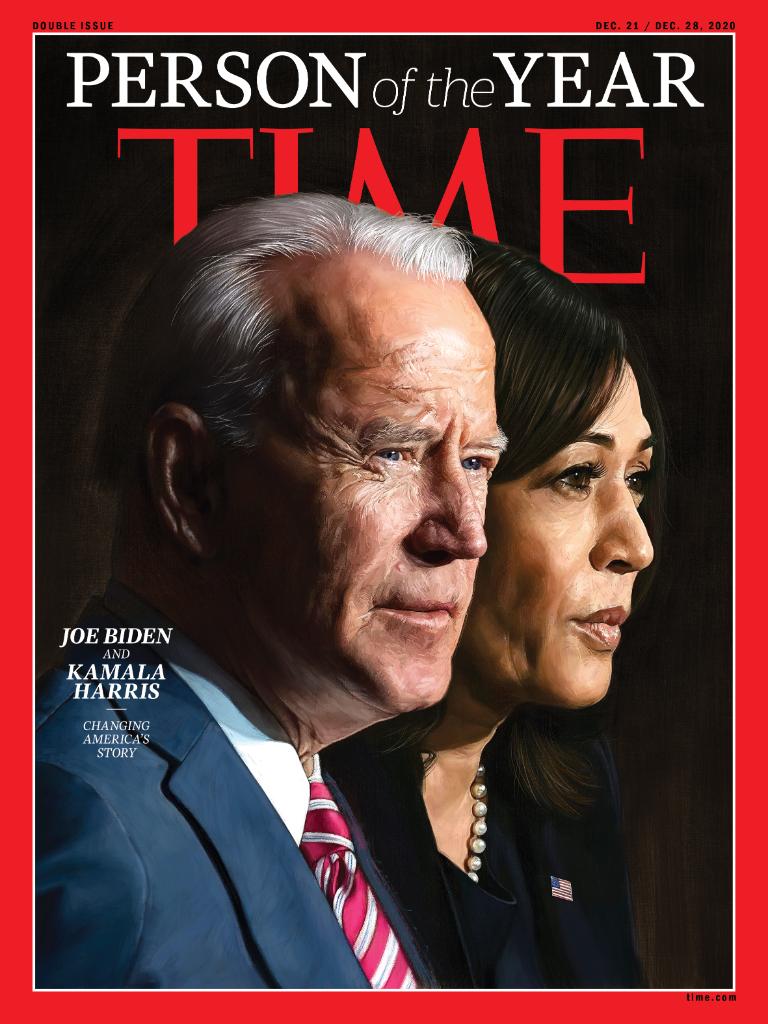 Presidente eleito dos EUA, Joe Biden, e vice, Kamala Harris, na capa da revista Time. 11/12/2020