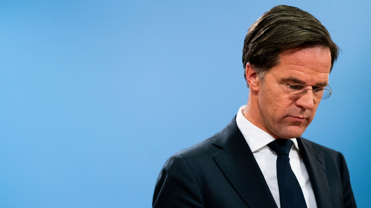 Dutch Prime Minister Mark Rutte speaks during a press conference in The Hague on January 15, 2021, after the resignation of the cabinet due to the childcare allowance affair, in which tax officials falsely accused thousands of parents of fraud and ordered them to repay childcare benefits. - Dutch Prime Minister Mark Rutte said his government had resigned over a scandal in which parents were falsely accused of benefit fraud, admitting the system had gone "terribly wrong". "The rule of law must protect its citizens from an all-powerful government, and here that's gone terribly wrong," Rutte told a press conference, confirming that he had presented the cabinet's resignation to King Willem-Alexander. (Photo by Bart Maat / ANP / AFP) / Netherlands OUT