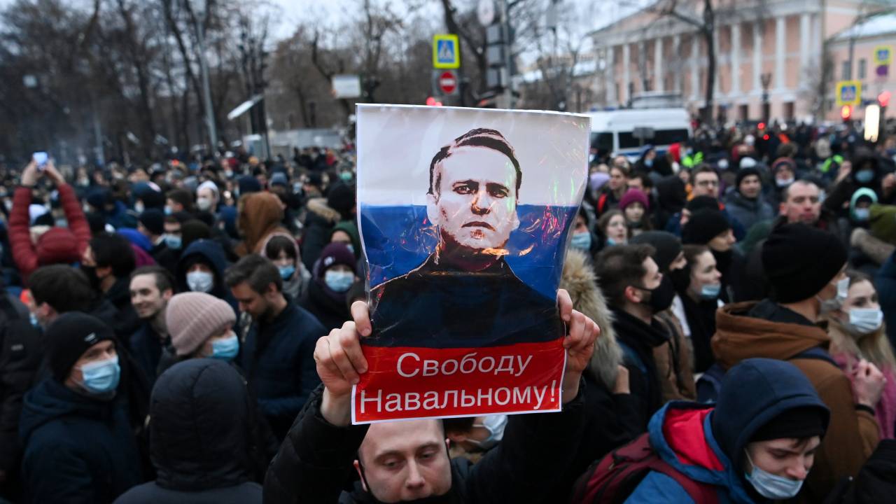 Manifestantes marcharam pelas ruas de Moscou pedindo a libertação do opositor russo Alexey Nalvany - 24/01/2020