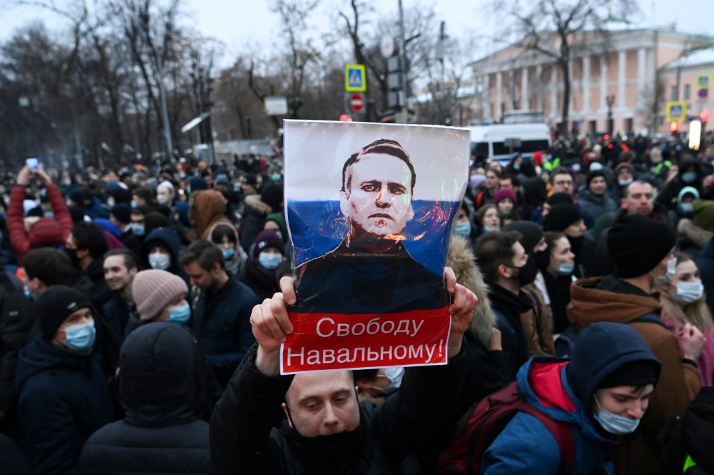 Manifestantes marcharam pelas ruas de Moscou pedindo a libertação do opositor russo Alexey Nalvany - 24/01/2020