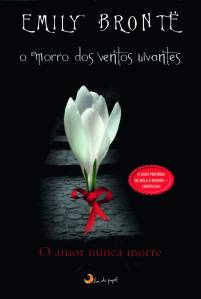 Capa de 'O Morro dos Ventos Uivantes' ao estilo de 'Crepúsculo', publicada pela editora Lua de Papel. Em círculo vermelho, os dizeres 'O livro preferido de Bella e Edward - Crepúsculo'