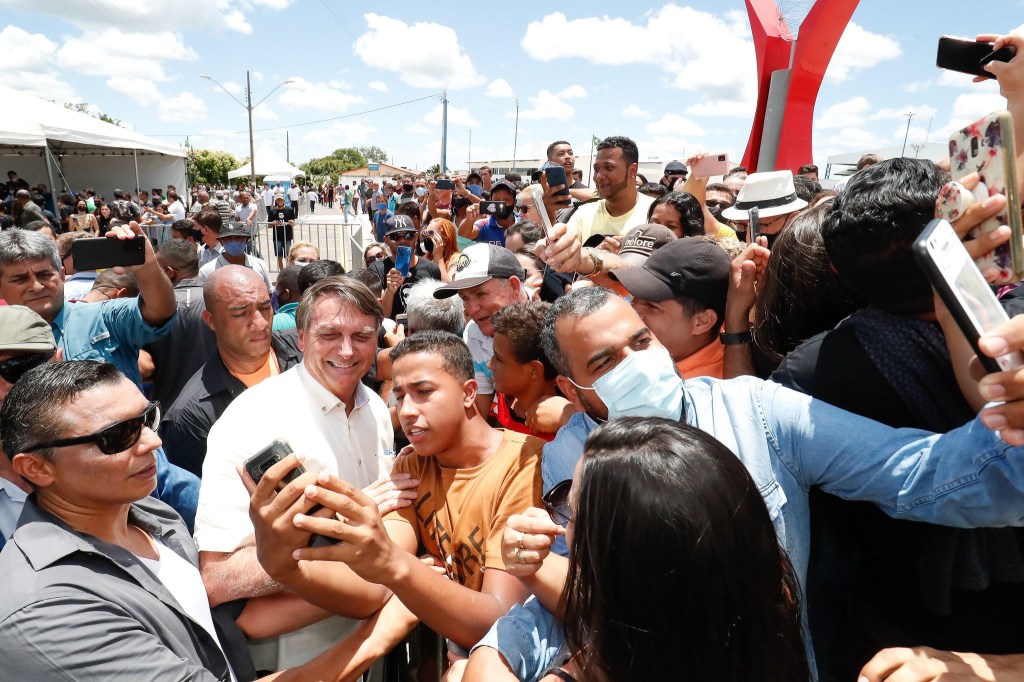 O presidente Jair Bolsonaro, durante visita a Coribe (BA)