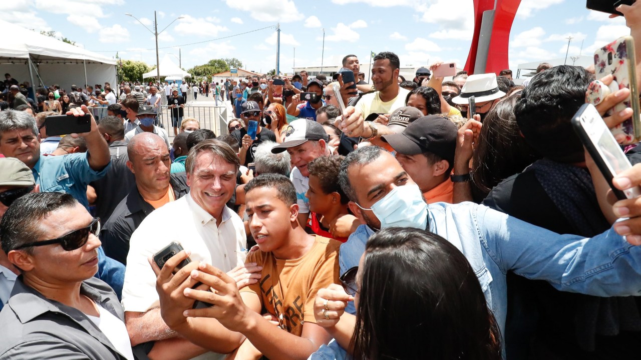 O presidente Jair Bolsonaro, durante visita a Coribe (BA)