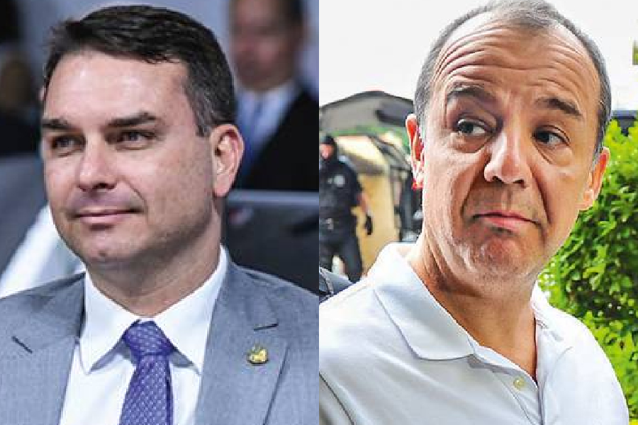 O senador Flávio Bolsonaro (Republicanos-RJ) e o ex-governador Sérgio Cabral