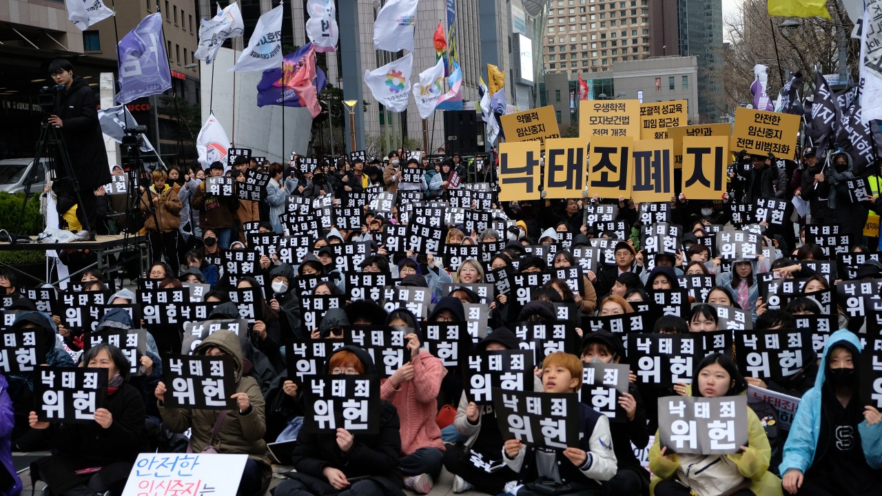 Manifestação pró-aborto realizada em Seul, em março de 2019