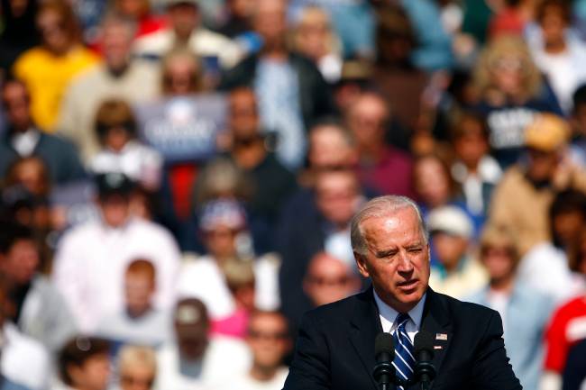 Joe Biden em sua campanha para pré-candidato democrata à Presidência em 2008