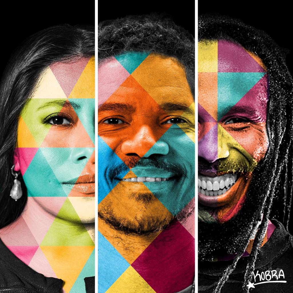 Yalitza, Alexadre do Natiruts e Ziggy Marley, em arte do Kobra