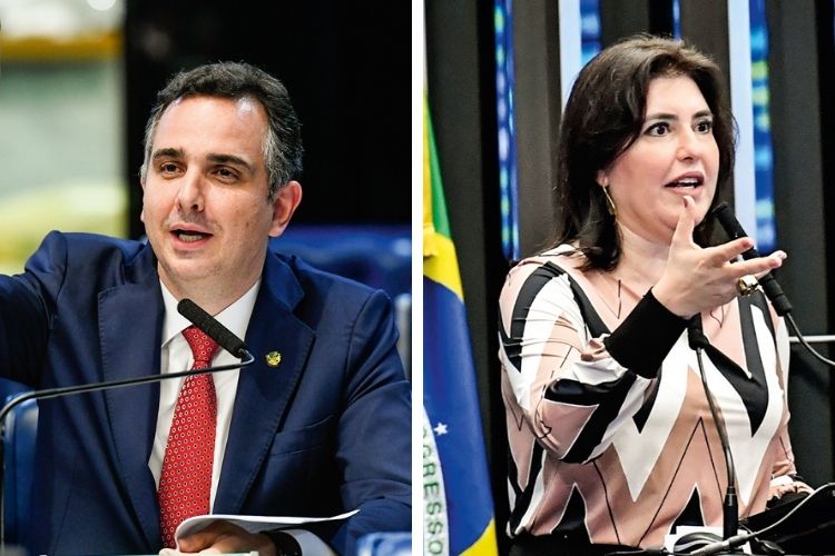NO SENADO - Rodrigo Pacheco, o favorito (à esq.), e Simone Tebet: a pauta econômica é prioridade para os dois candidatos -