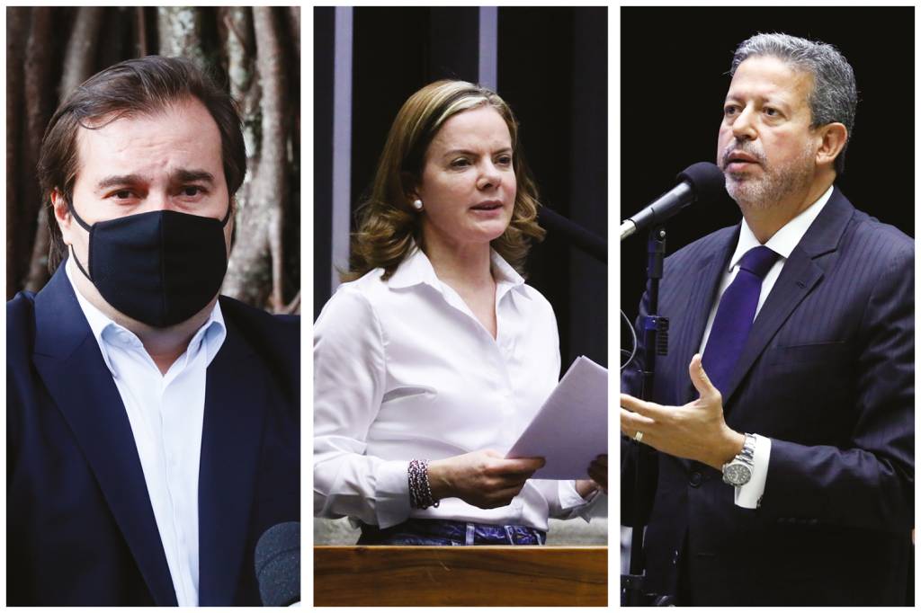 PROTAGONISTAS - Maia, Gleisi e Lira: peças centrais na disputa pela presidência da Câmara -