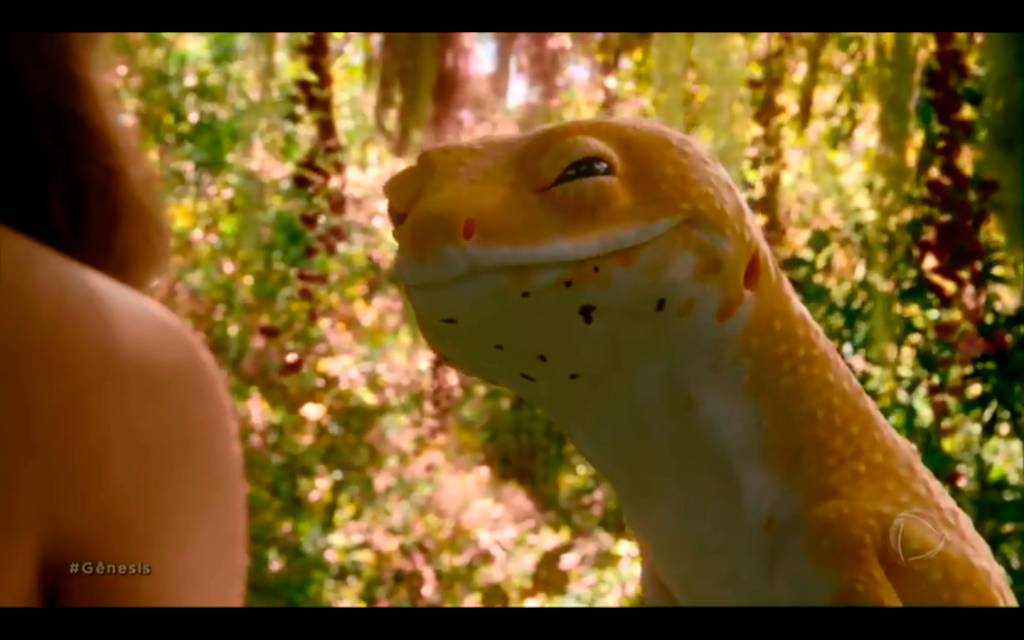 serp A serpente que conduz Eva ao fruto proibido na novela 'Gênesis' -
