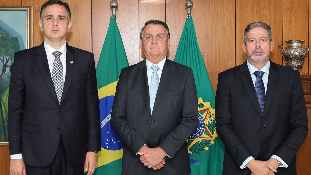 Rodrigo Pacheco, Jair Bolsonaro e Arthur Lira -