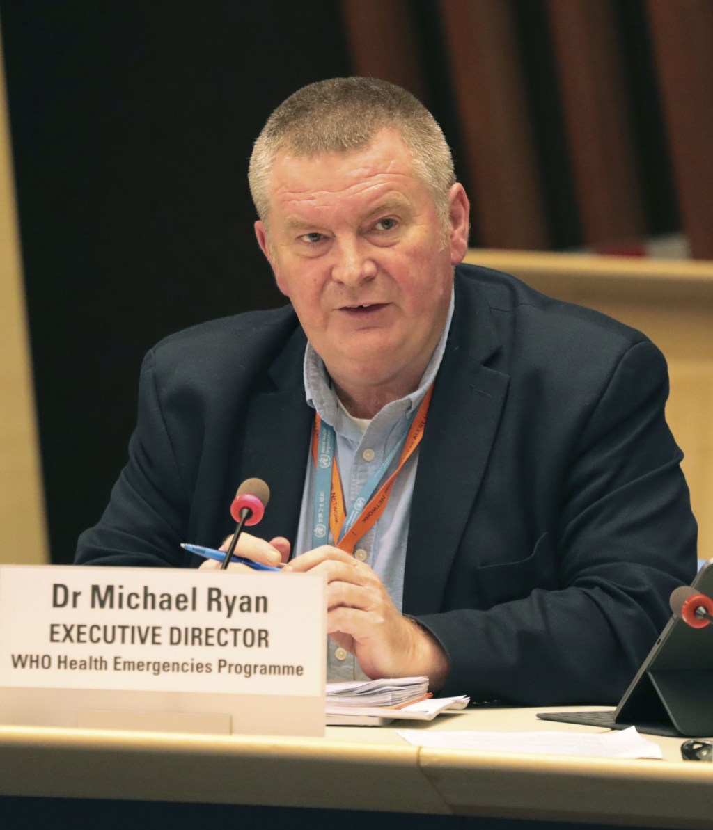 Michael Ryan, executive director of the World Health Organization Health Emergencies program, speaks at a press conference at its head office in Geneva on July 3, 2020. The WHO is expecting the results within two weeks of ongoing clinical trials on drugs that might be effective in treating coronavirus patients. (Photo by Kyodo News via Getty Images)