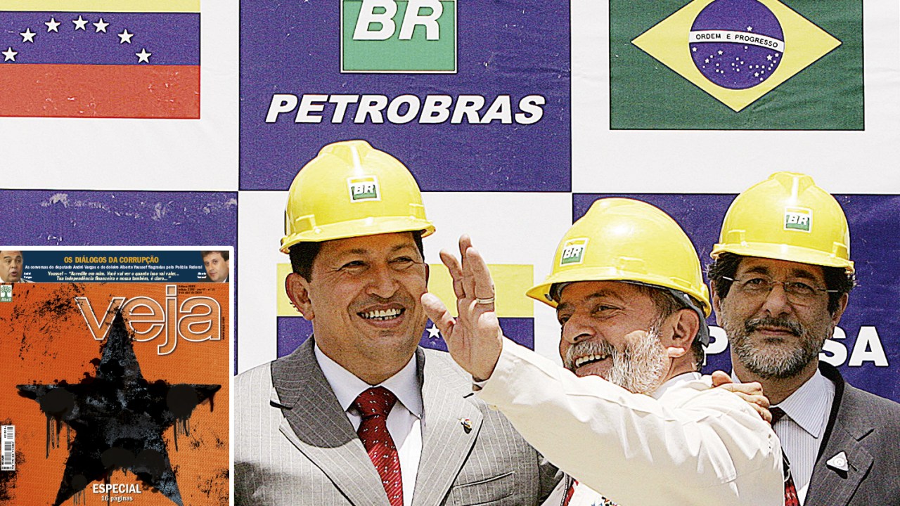 EXPLORAÇÃO - Chávez, Lula e capa de VEJA em 2014: abusos recorrentes nas petrolíferas -