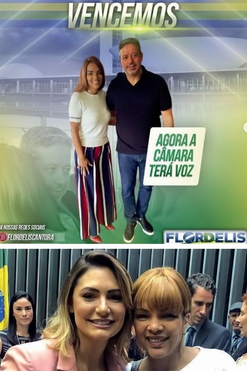 flordelis-1 CONEXÃO BRASÍLIA - A deputada com Lira (acima), celebrando a vitória dele na Câmara, e com Michelle: exibindo proximidade com o poder nas redes sociais -