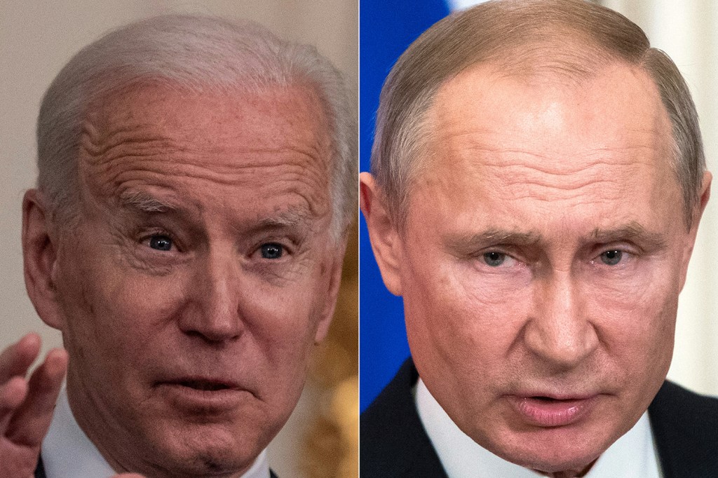 O presidente norte-americano, Joe Biden, e o presidente russo, Vladimir Putin -