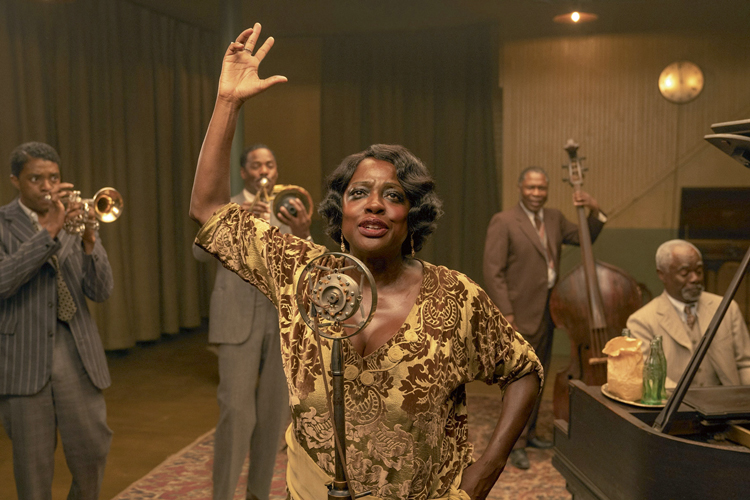 A VOZ SUPREMA DO BLUES - Indicações: ator (Chadwick Boseman), atriz (Viola Davis), design de produção, cabelo e maquiagem, figurino -