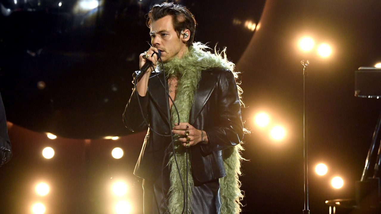 LOS ANGELES, CALIFORNIA: In this image released on March 14, Harry Styles performs onstage during the 63rd Annual GRAMMY Awards at Los Angeles Convention Center in Los Angeles, California and broadcast on March 14, 2021. (Photo by Kevin Winter/Getty Images for The Recording Academy)