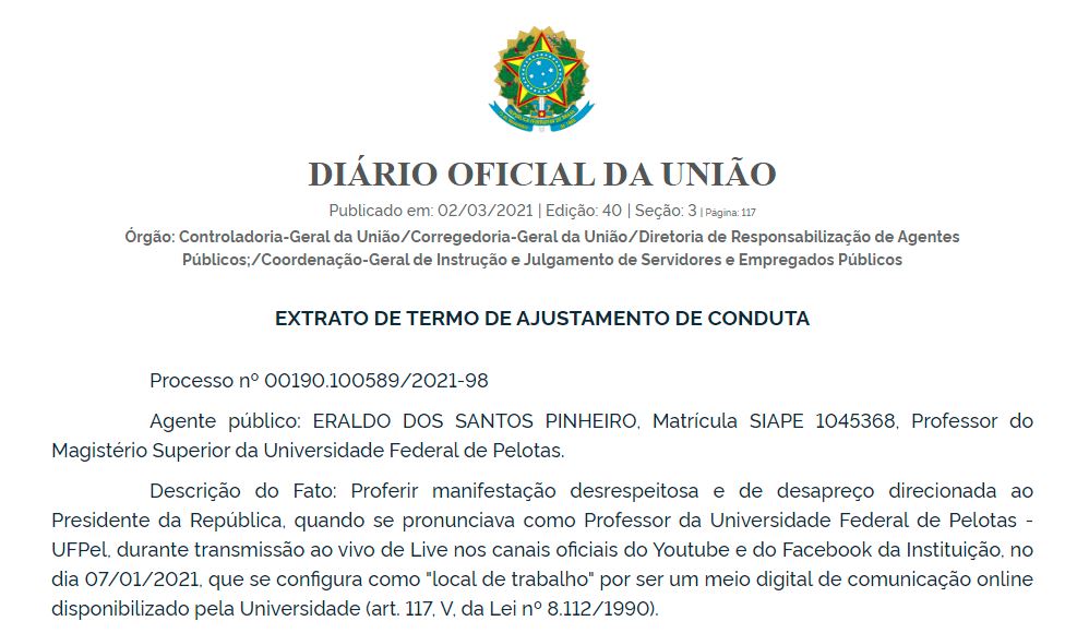 TAC 1 TAC assinada por Eraldo dos Santos Pinheiro