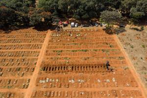 Cemitério da Vila Formosa, o maior da América Latina e responsável pelo sepultamento da maioria dos óbitos causados pela Covid-19 na cidade de São Paulo -