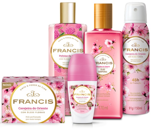 Produtos da marca Francis, desenvolvida pela Flora.