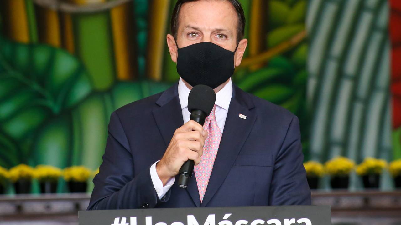 O governador de São Paulo, João Doria, durante coletiva de imprensa