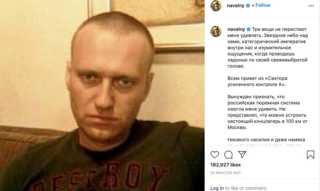 Foto compartilhada por Navalny no Instagram