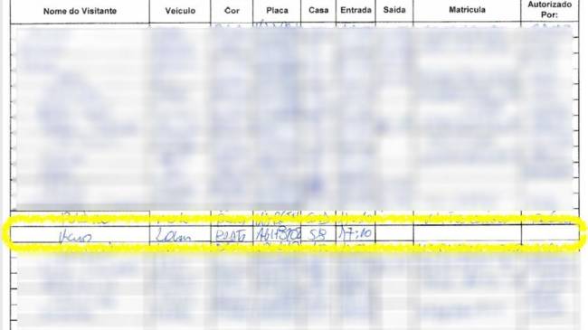 Planilha com anotação da casa do presidente Jair Bolsonaro