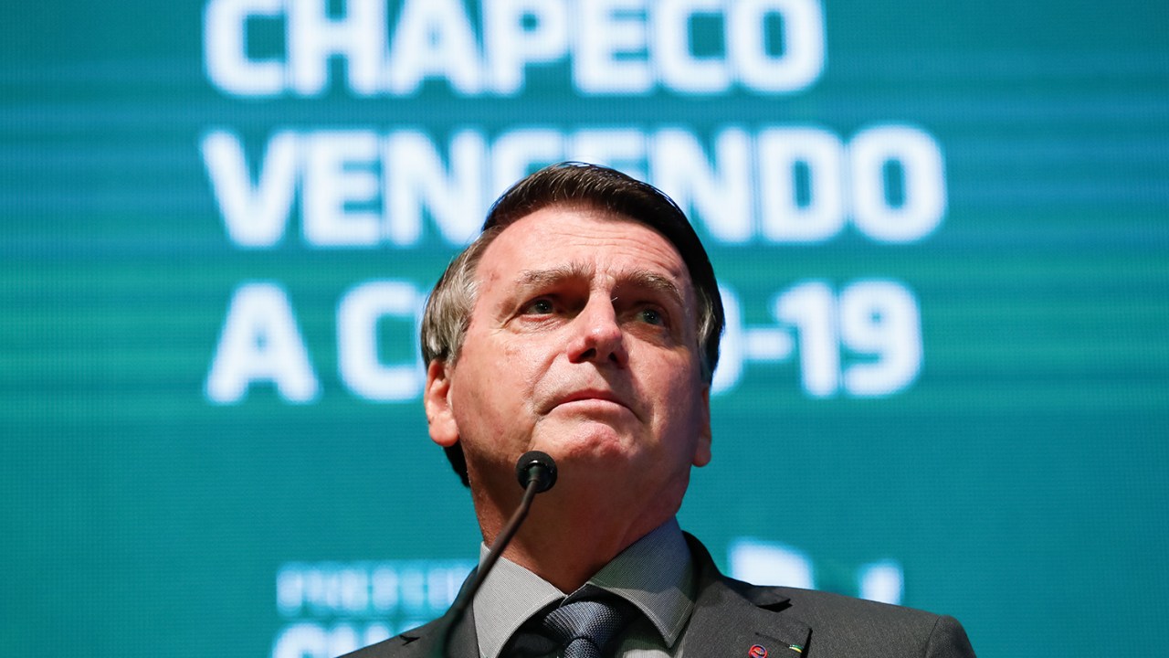 Jair Bolsonaro durante a sua visita à cidade de Chapecó -