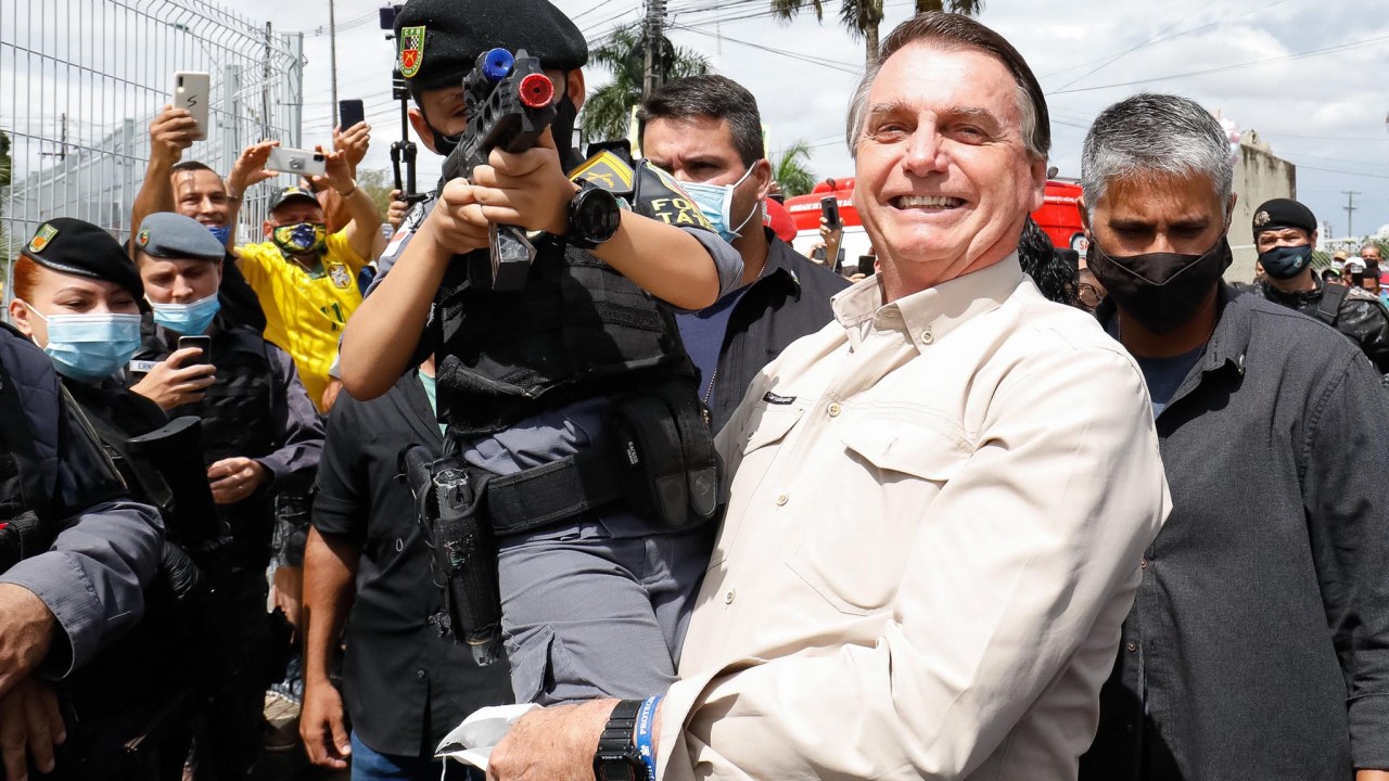 O presidente Jair Bolsonaro, durante evento em Manaus