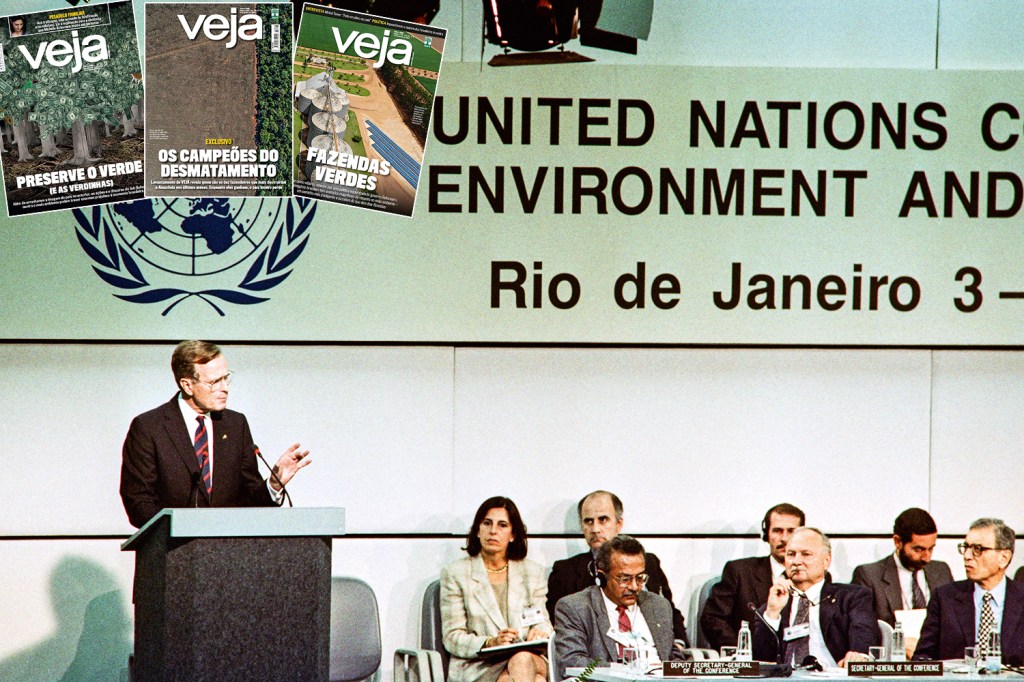 VIGÍLIA E ELOGIOS - A Eco-92, no Rio, e as capas de VEJA: zelo permanente para denunciar as agressões contra o meio ambiente e aplausos para as boas posturas -