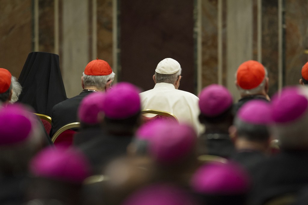 O Papa Francisco durante liturgia penitencial, na Igreja da Sala Regia -