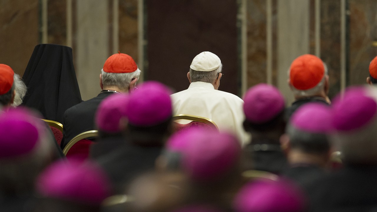 O Papa Francisco durante liturgia penitencial, na Igreja da Sala Regia -