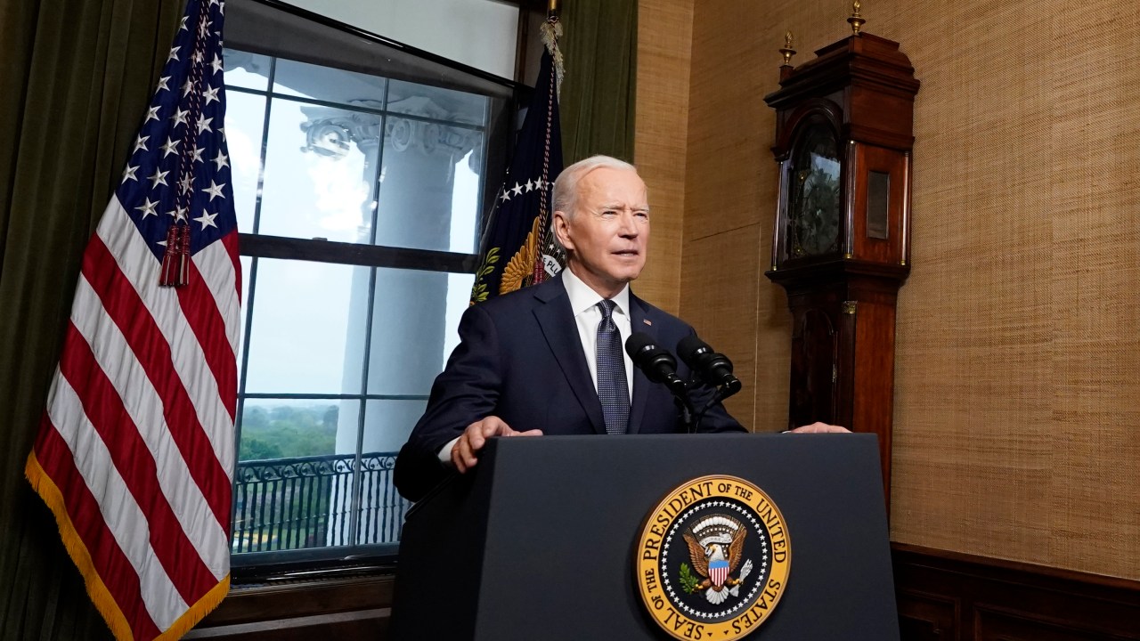 Presidente dos EUA, Joe Biden, discursa na Casa Branca sobre retirada de tropas americanas do Afeganistão. 14/04/2021