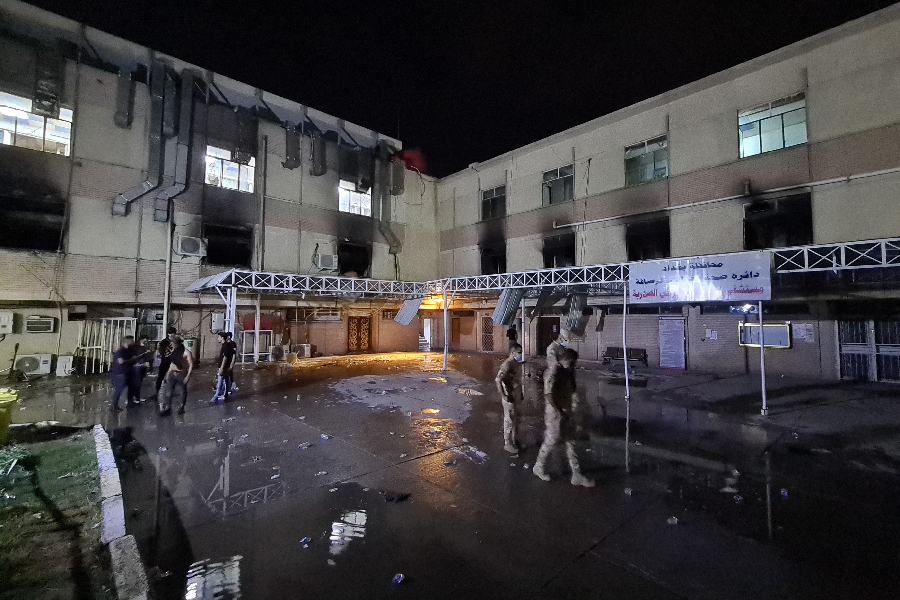 Incêndio em hospital de Bagdá, no Iraque - 24/04/2021 -