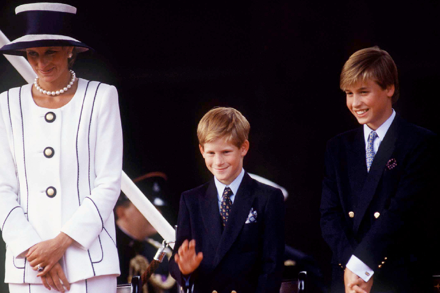 Princess Diana, Prince Harry [ Waving ] And Prince William -