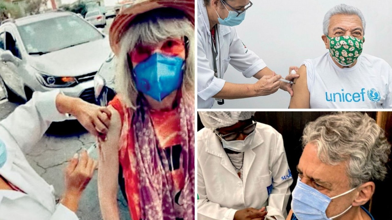 #VACINADOS - A geração dos avós invadiu as redes sociais exibindo com orgulho o dia em que foram imunizados contra o novo coronavírus. Nas fotos: Rita Lee, Mauricio de Sousa e Chico Buarque de Hollanda -