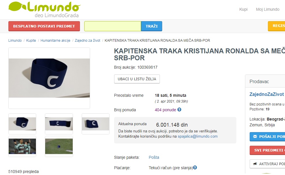 Leilão da faixa de capitão usada por Cristiano Ronaldo Leilão da faixa de capitão usada por Cristiano Ronaldo