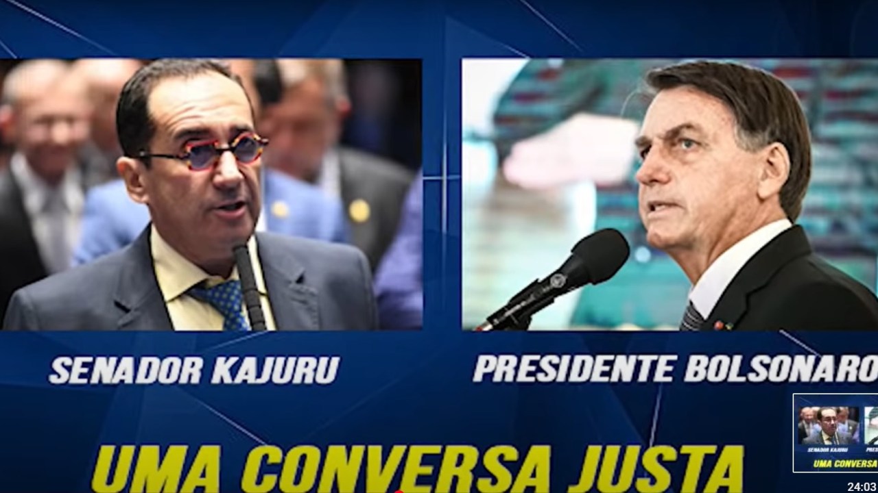 O senador Jorge Kajuru divulgou no YouTube sua conversa telefônica com o presidente Bolsonaro