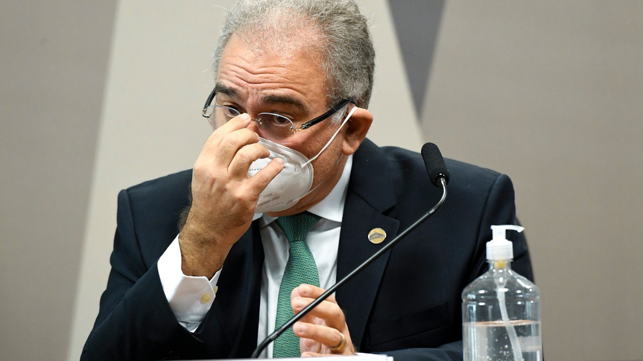 O ministro da Saúde, Marcelo Queiroga, durante a CPI da Covid -